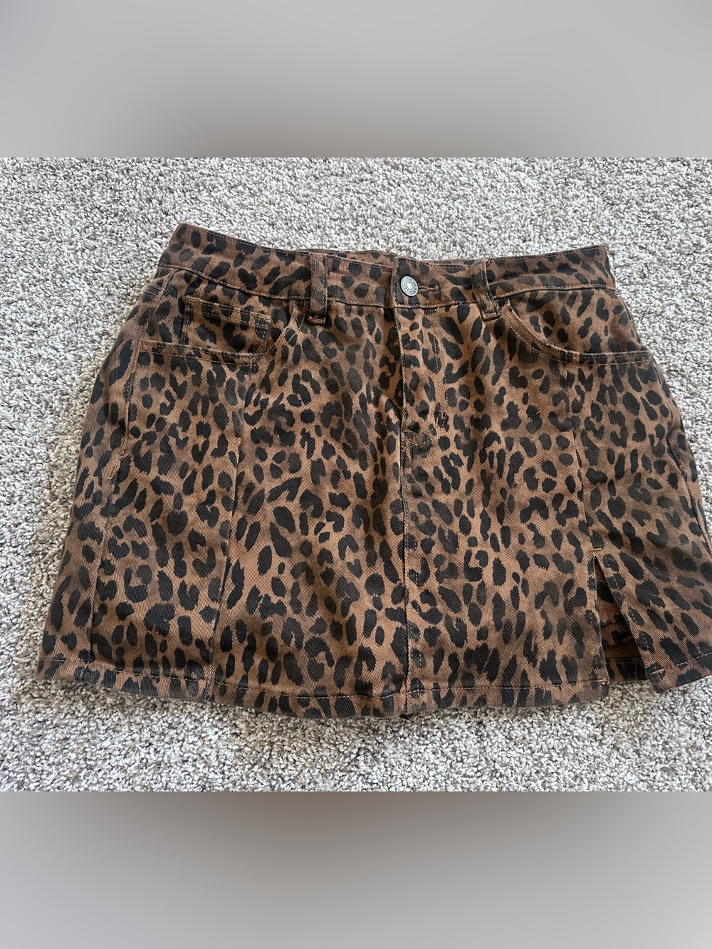 Leopard Print Mini Skirt - Brown